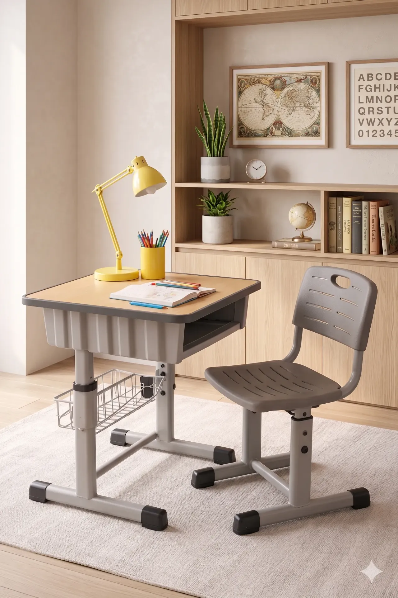 Ergonomic Adjustable Height Kids Study Desk and Chair Set