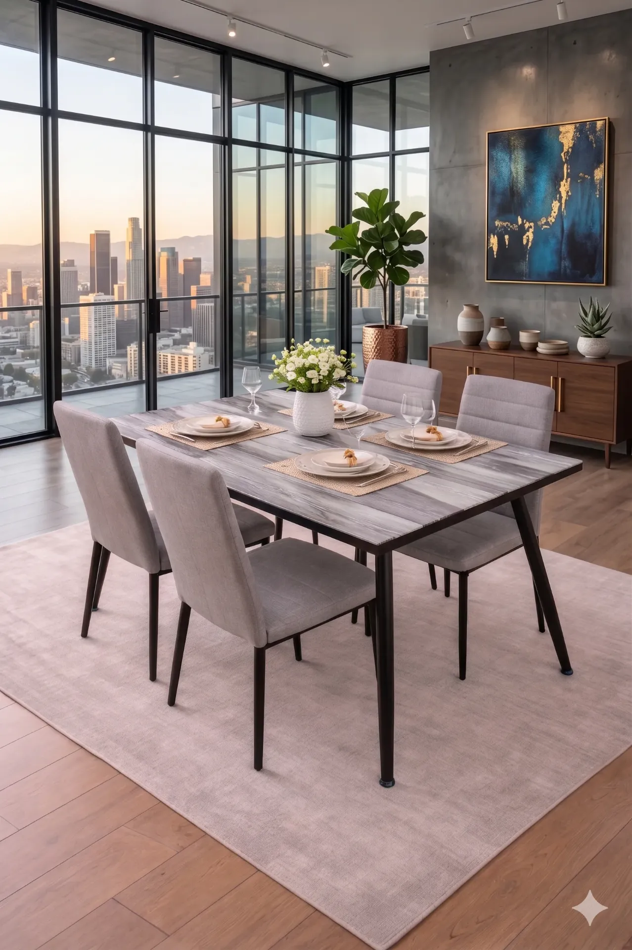 5-Piece Modern Industrial Dining Set