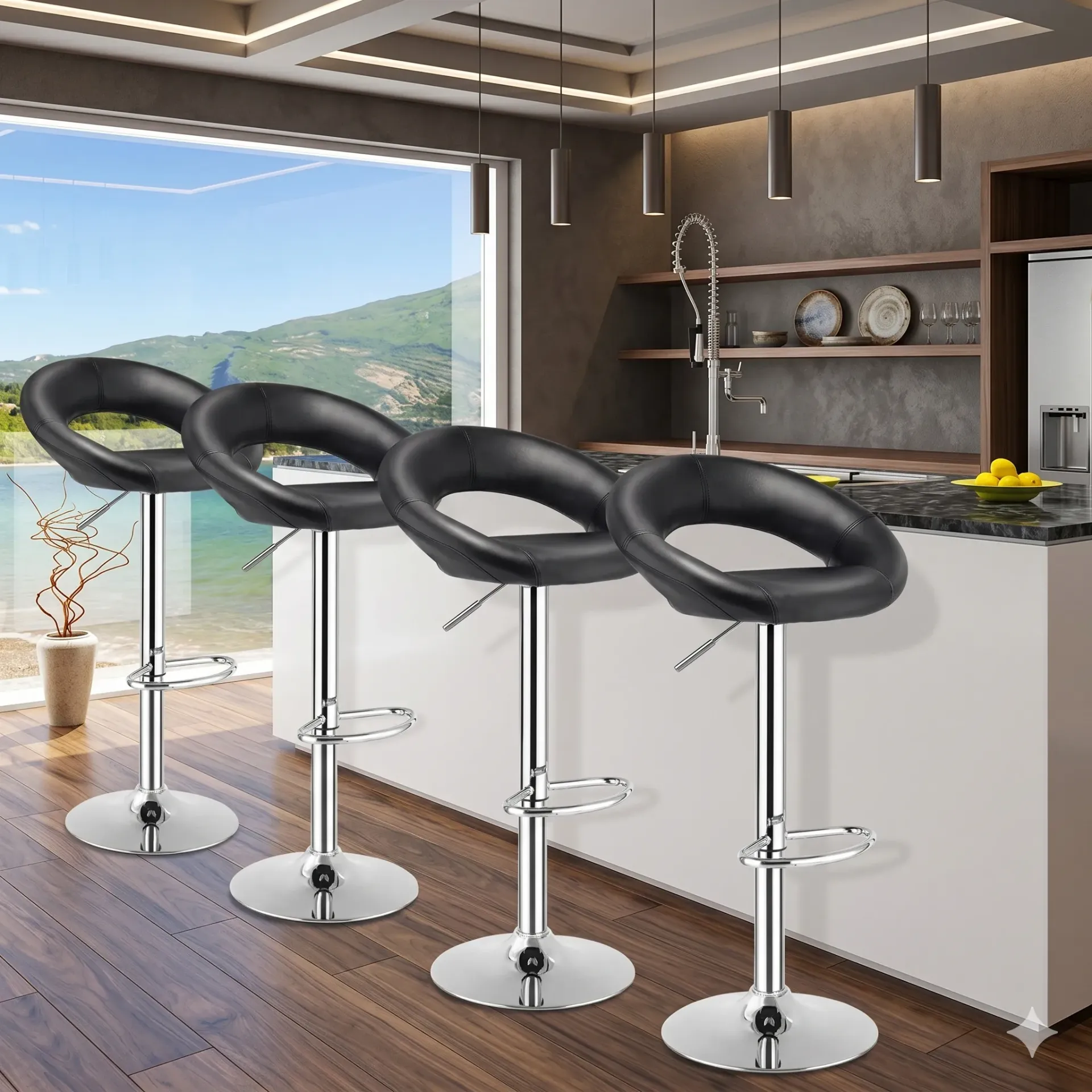 Aura Modern Adjustable Swivel Bar Stools