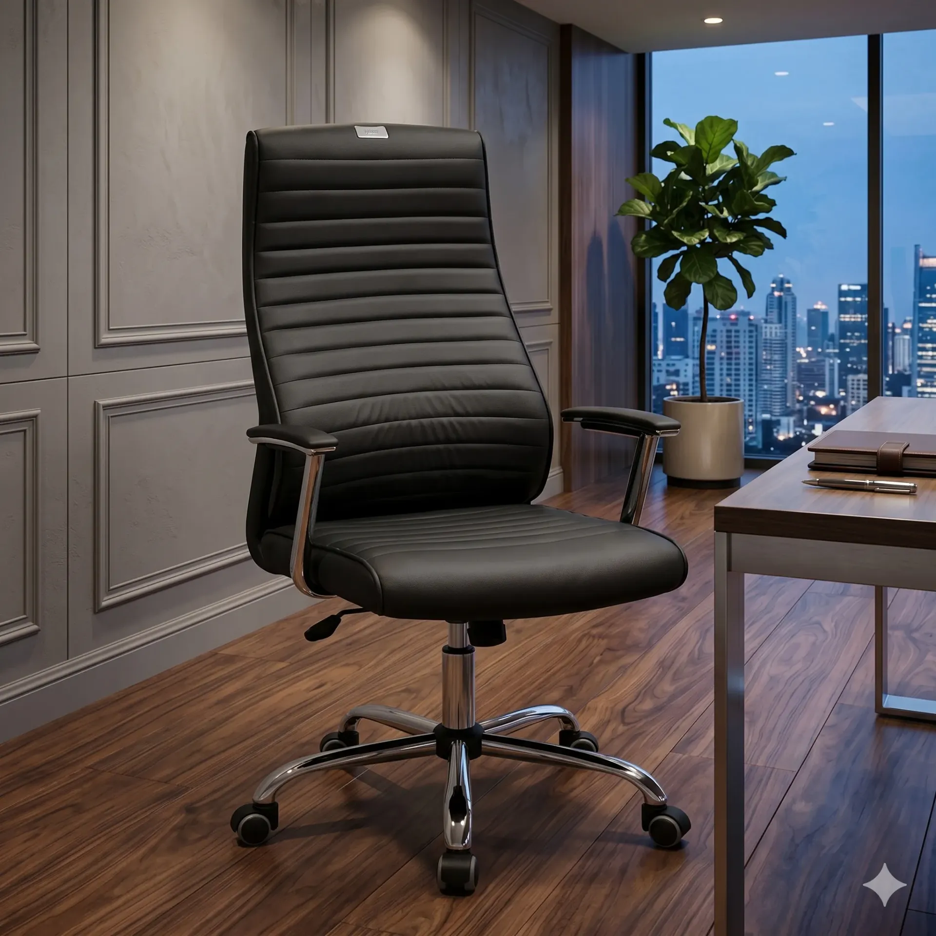 Ergonomic High-Back Ribbed Executive Office Chair