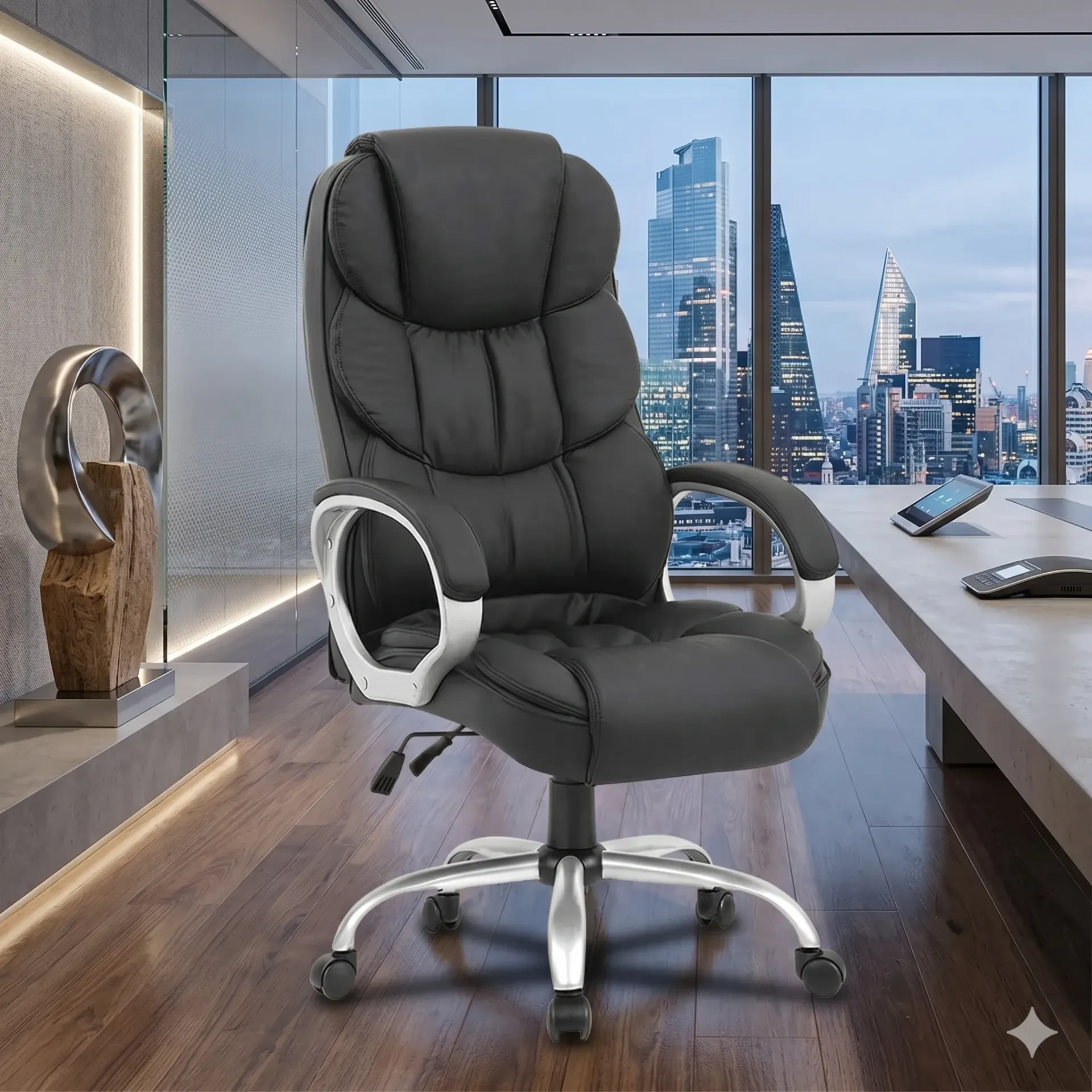 Ergonomic High-Back Leather Executive Office Chair