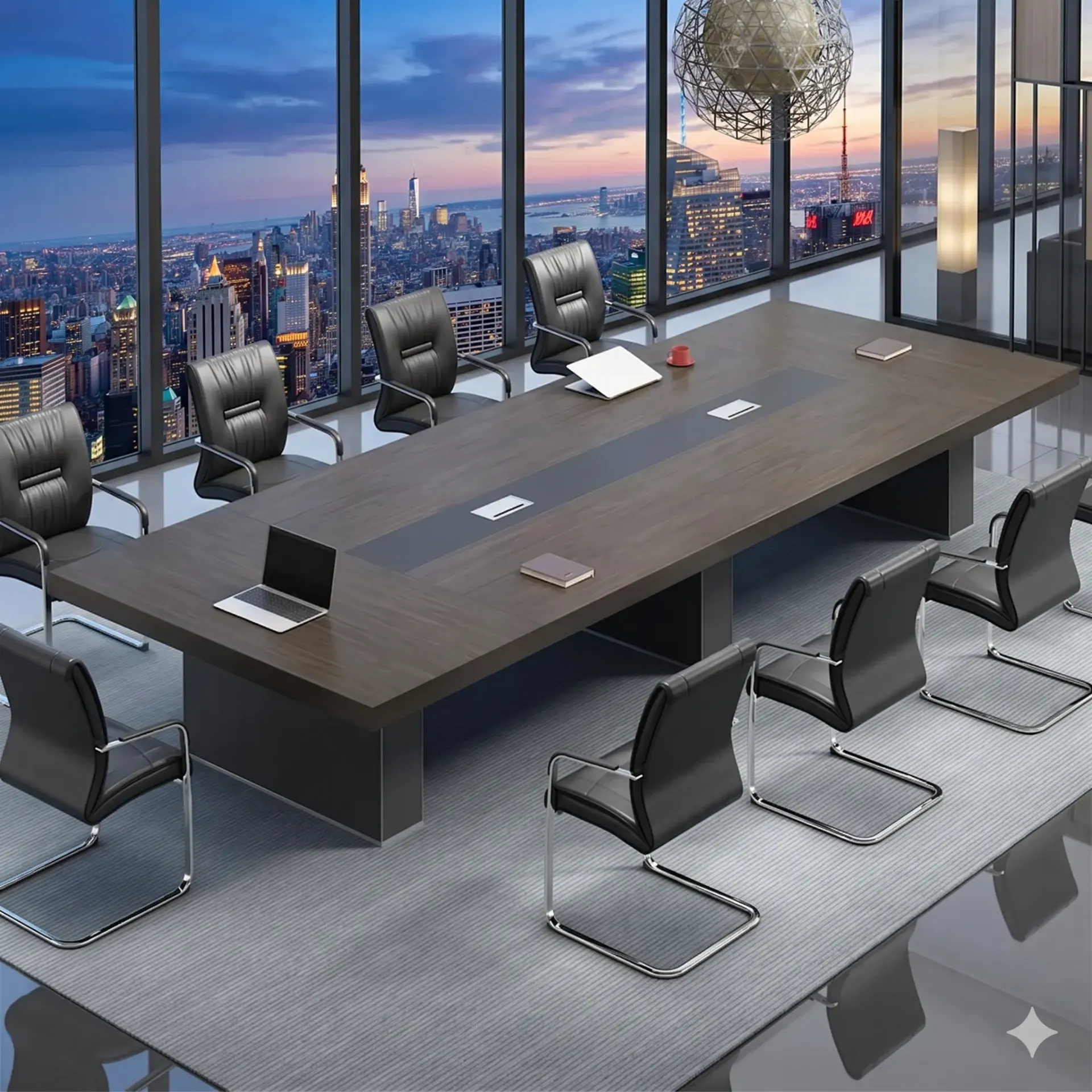 Apex 3.0m Luxury Boardroom Table – Modern Executive Conference Table with Integrated Cable Management